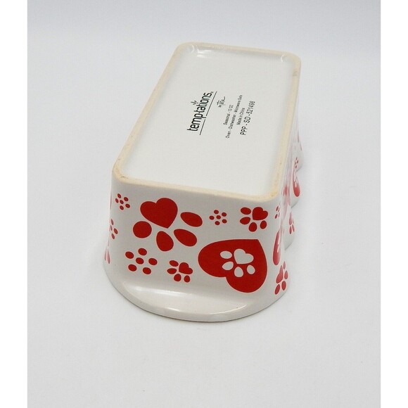 Temp-Tations By Tara Dog Paws Small Loaf Pan Red Bakeware 12 Oz Hearts Prints - Picture 8 of 10